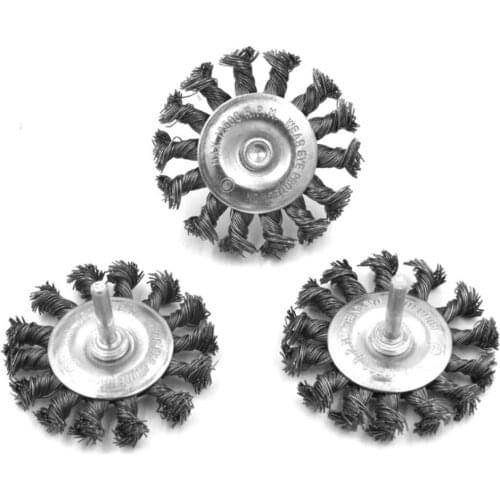 4 Inch Knotted Twisted Wire Wheel with Hex Shank Heavy Duty Twist-Knotted Wire Brush Round Crimp Wheel For Angle Grinder