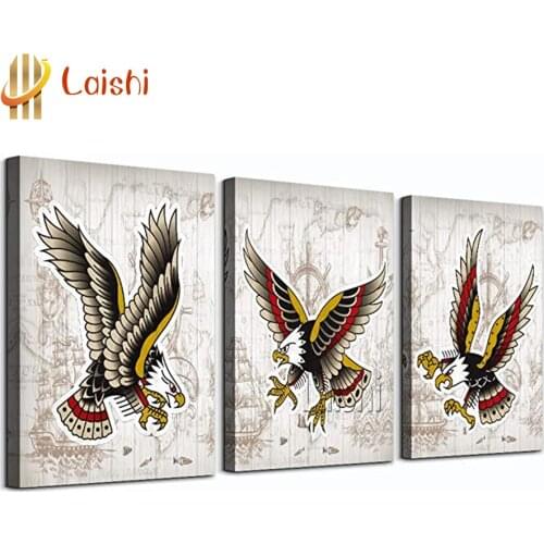 5d diamond painting Wood grain colorful eagle, animal full square round diamond mosaic DIY rhinestone painting home decoration