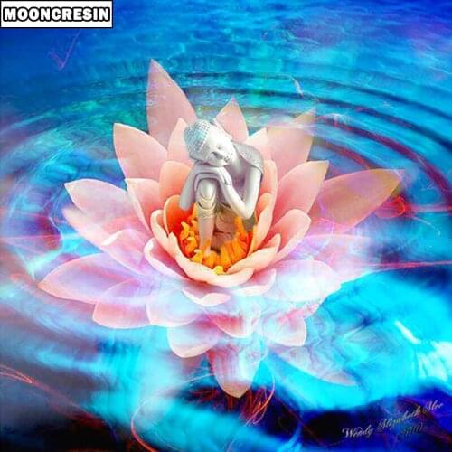 5D Diy Diamond Embroidery Full Drill Flowers Mosaic Crafts Rhinestone Buddha Diamond Painting Kit Cross Stitch Decoration Home