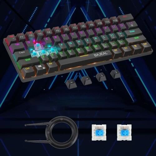 60% Mechanical Gaming Keyboard 61 Keys Multi Color Illuminated Type-C USB Wired Water-Resistant for PC