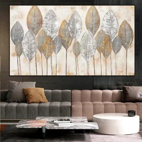 Abstract Gold Leaf WallArt Oil Painting Canvas Painting Printed on Canvas Decorative Painting LivingRoom Bedroom Home Decoration