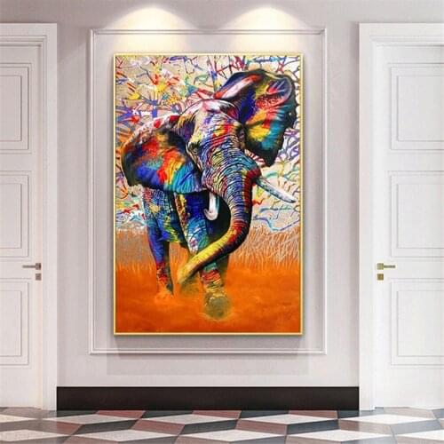 Abstract Colorful Elephant Wall Art Posters And Prints Animals Graffiti Art Canvas Paintings Nordic Wall Picture For Living Room