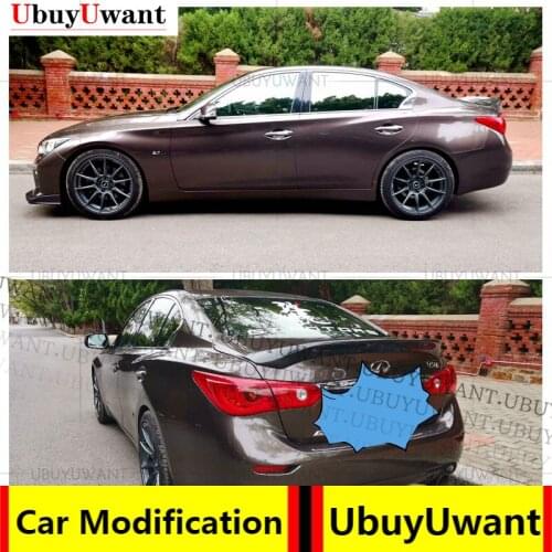 Real Carbon Fiber Car Trunk Spoiler Wing Lid For Infiniti Q50 2014-2021 Highkick Rear Wing Spoiler Rear Trunk