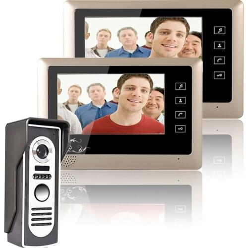 Free Shipping! 7 Inch Video Door Phone Doorbell Intercom System Kit 1-Camera 2-Monitor Night Vision