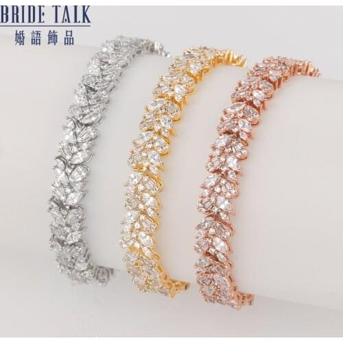 BrideTalk Fashion Bracelet Top Quality All Studded with Cubic Zircona Women Male Hidden-Safety-Clasp Bangle Wedding Party Gift