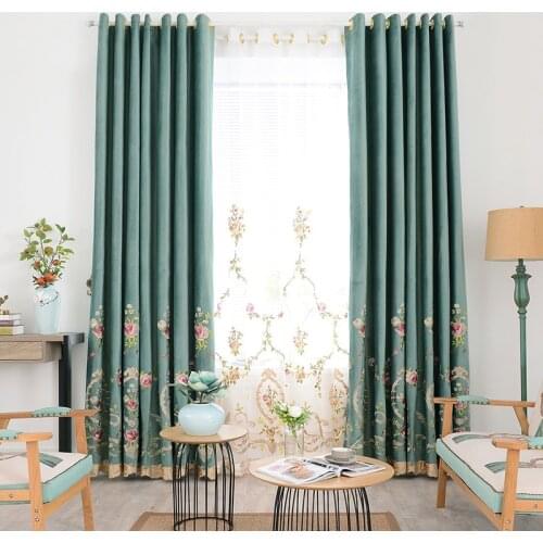 European Embroidery High-gloss Curtains for Living Dining Room Bedroom