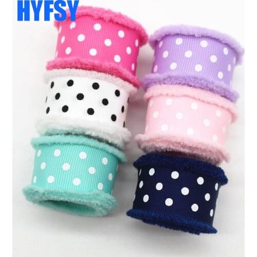 New 1 '25mm polka dot ribbon 10 y DIY handmade material gift wrap fringed bow garment accessories Grosgrain ribbons