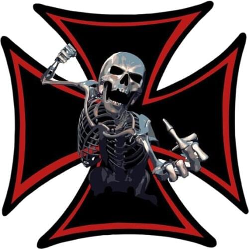 Hot Sell Creative Retro-reflective ZOMBIE Cross Skull Biker Death Skeleton Car Sticker Motorcycle Vinyl Anti-UV PVC