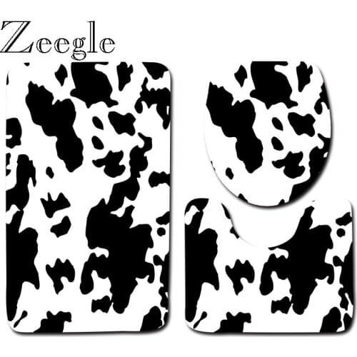 Zeegle Strip Bathroom Mat Set Toilet Rug Soft Bath Mat Set Home Decor Bathroom Rug Print Flannel Bathroom Shower Room Floor Mat