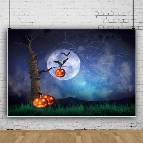 Painted Halloween Horror Carnival Pumpkin Full Moon Studio Photography Background Party Decors Photo Video Backdrop Photocall