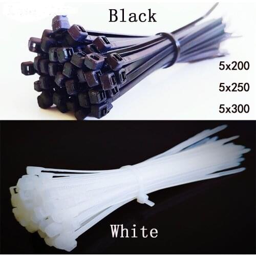 Width 5mm Self-lock Nylon Cable Ties 100pcs white and black Plastic Zip Tie wire binding UL Certified Cable accessories