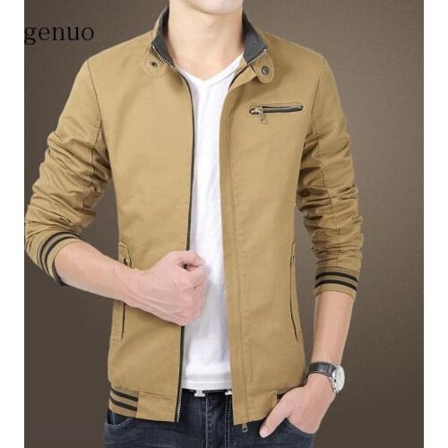 Autumn New Style Casual Stand Collar Jacket Mens Solid Color Long-sleeved Coat Pure Cotton Washing MenS Wear