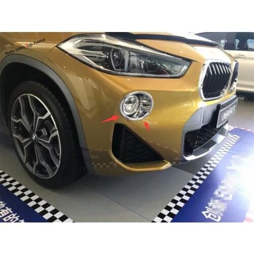 Yimaautotrims Front Fog Lights Lamp Decoration Ring Cover Trim Fit For BMW X2 F39 2018 2019 2020 ABS Exterior Chromium Styling