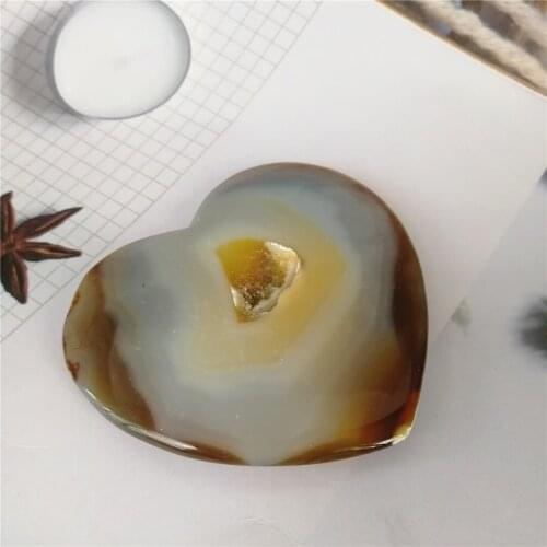 Natural Agate Geode Crystal Gemstone Heart Shape Meditation Reiki Healing Druzy Reiki Chakra Energy As Gift For Home Decor