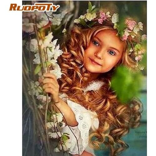 RUOPOTY Frame Girl DIY Painting By Numbers Acrylic Paint On Canvas Figure Painting Unique Gift For Living Room Decor 60x75cm