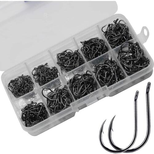 1000pcs Fishing Hooks Set Carbon Steel Single Circle Fishhook Fly Fishing Jip Barbed Carp Hooks Sea Tackle Accessories