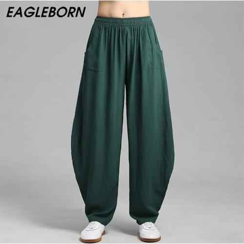 Men Women Tai Chi Pants Yoga Bloomers Fashion Pants Men Jackie Chan Martial Arts Loose Practice iamgia Clothes Trousers Cotton