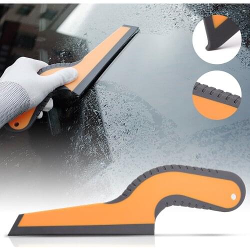 FOSHIO Handle Soft Rubber Squeegee Carbon Fiber Film Vinyl Car Wrap Tool Glass Car Cleaning Tool Brush Window Tint Clean Scraper