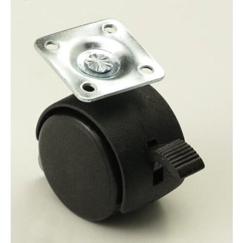 50mm Black Replacement Office Chair Brake Plastic Rolling Rollers Wheels Caster Swivel Furniture Casters For Platform Trolley