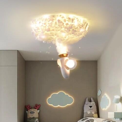 Jet rocket lamp eye protection boys and girls childrens room lamp creative cartoon Nordic Light luxury bedroom ceiling lamp