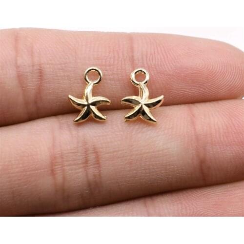 Tristana 40pcs Charms Starfish DIY Jewelry Findings KC Gold Color 12x7mm Starfish Charms
