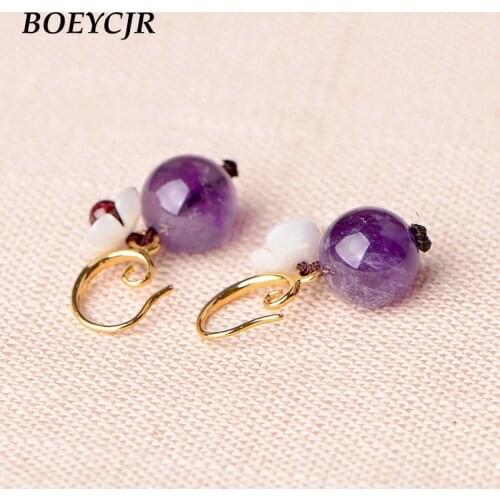 BOEYCJR 2 styles Available Ethnic Vintage Natural Stone Bead Dangle Earrings Fashion Jewelry Drop Earrings For Women Gift