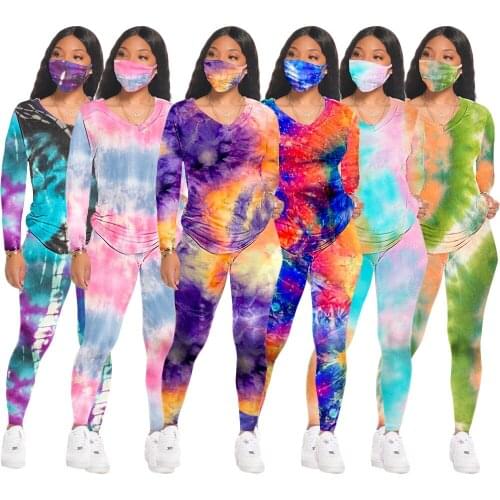 2020 Autumn Best Selling Printed T Shirt with Skinny Pants Two-pieces Sets Women Long Sleeves Party Nightclub Outfits 2PCS