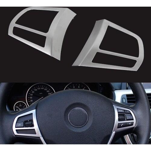 2x Car Chrome Steering Wheel Multi-function Buttons Frame Cover Trim Glossy Fit For Bmw 3 Series F30 F35 316i 320Li