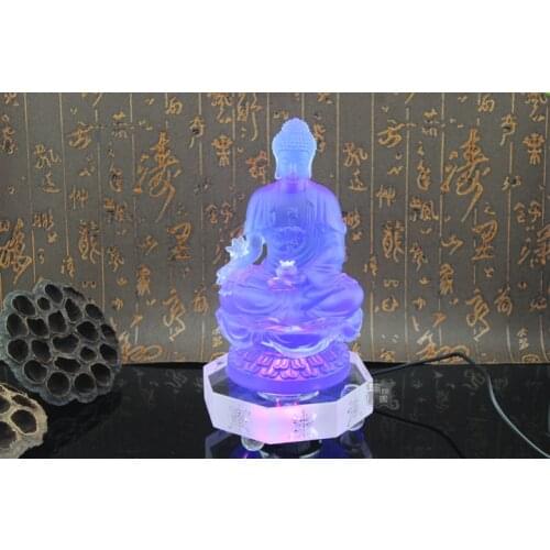500--TOP grade GOOD Buddha -bless family HOME Safety Health-Retro Medicine Guru Buddha Colored Glaze crystal Buddha statue