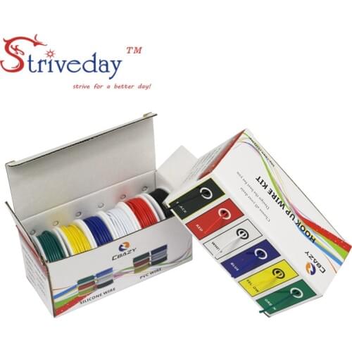 UL 1007 26AWG 60m Cable Line stranded wire 6 colors Mix Kit Electrical Wire Airline Copper PCB line DIY