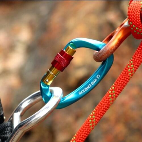 Aluminum Climbing Carabiner 25KN Locking Type D Quick Draw Carabiner Buckle Hanging Nut Backpack Buckle