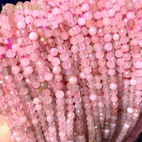 Wholesale Faceted 4MM Natural Stone Beads Amethysts Pink Crystal Tourmaline Gem Beads For Jewelry Making DIY Bracelet necklace