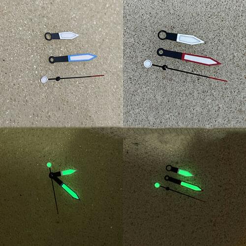 Watch Hands Three Pointers Green Luminous Needles For NH35 NH36 Watch Movement Replacement Accessories Blue/Red Optional