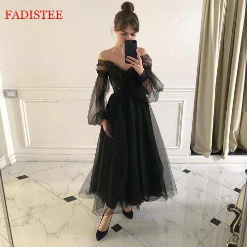 Black Evening Dresses Prom Party Gown Robe De Soirée De Mariage Longue Formal Dress suknie wieczorowe платье 2021 Spring Short