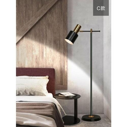 Black White Led Industrial Floor Lamp for rural farmhouse Bedroom Brass Standing Metal Alloy lamp For Book Reading Lights D107