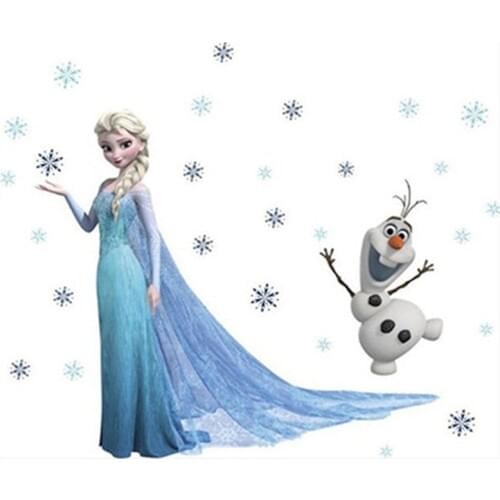 Disney Wall Stickers Olaf Frozen Princess Elsa Anna For Kids Baby Bedroom Living Room Accessories 3D Effect Wallpaper Poster