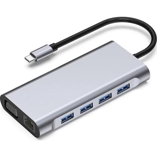USB C Hub 11 in 1 TYPE-C Hub 100W Docking Station 4Kx2K@30Hz HDMI-Compatible USB3.0 PD Port Adapter for Pro/Air