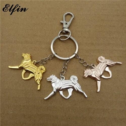 Elfin Trendy Japanese Akita Key Chains Gold Color Silver Color Animal Pet Memorial Jewellery Dog Key Rings