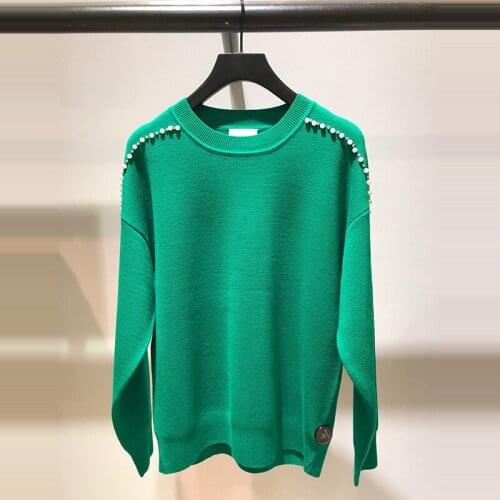 Patads French womens wear S autumn and winter chic pearl decoration T-shirt Eau s2618h 2 colors