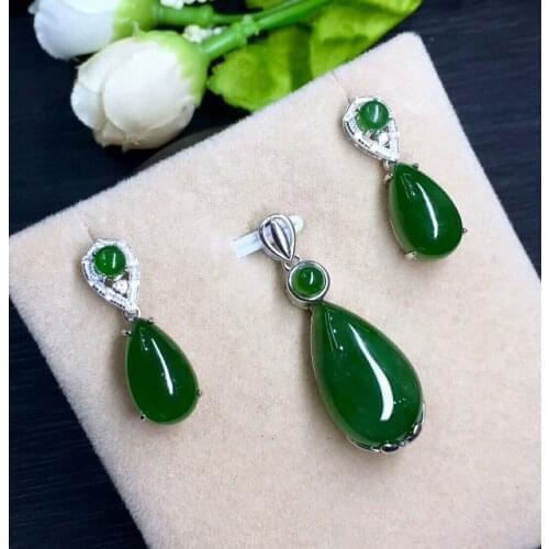 Hetian Biyu, silver inlay, jasper dripping set, elegant color j30