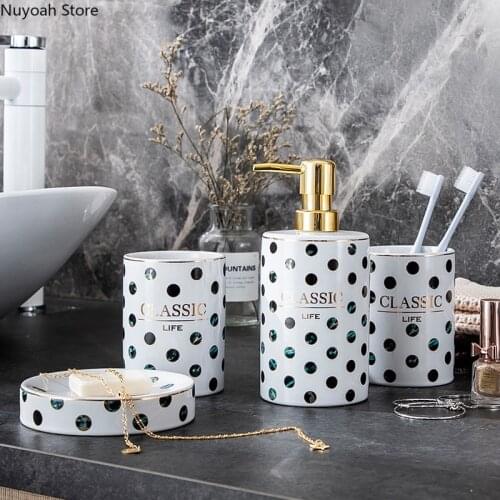 Ceramic Bathroom Supplies Household Toothpaste Dispenser Mouthwash Cup Lotion Bottle Creative Bathroom Decoration Accessories