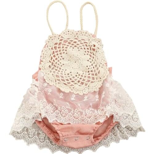 Newborn Baby Girl Romper Sleeveless Lace Floral Ruffle Jumpsuit Outfits Sunsuit Clothes Baby Girls Tutu Romper Clothes