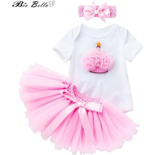 Baby Girl Birthday Clothes Tutu Skirt+Bodysuit+Headband 3Pcs/Set Kids Girls Outfits Party Newborn Girls Costume Outfit 0-24M Set