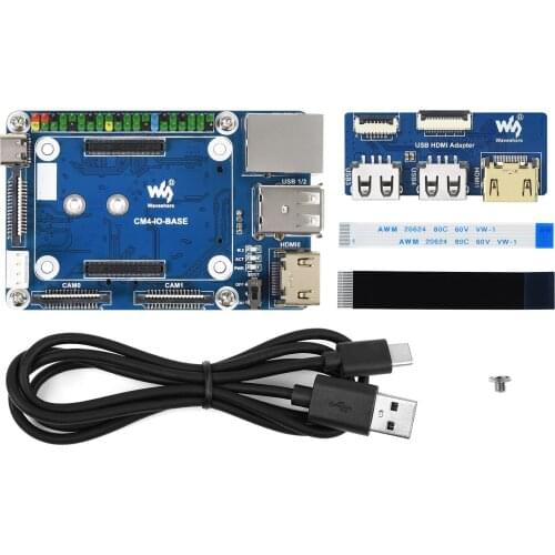 Compute Module 4 Basic Expansion Board Accessories Package Type B,CM4-IO-BASE-B + USB HDMI Adapter, For RPi Compute Module 4