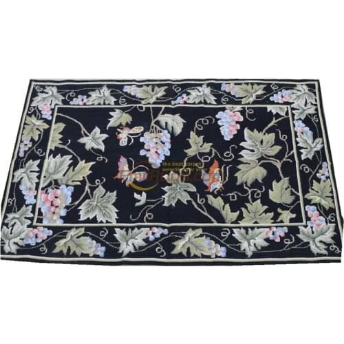 Square Roses Handmade Wool Needlepoint Completed Hand Crafted Needlepoint Colorful Floral Natural Sheep Wool Runner