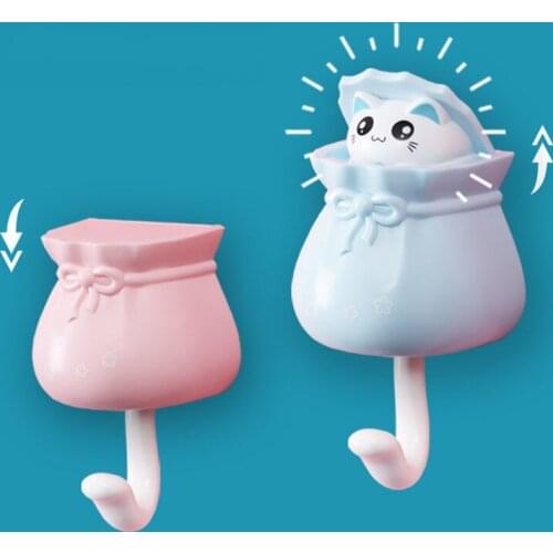 Cartoon Cute Cat Hooks Organizers Storage Key Holder Wall Shelf Home Decor Accessories Bathroom Storage Kitchen Organizer