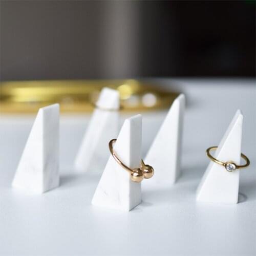 Minimalist Marble Ring Holder Stone Rings Display Rack Mini Jewelry Accessories Tray Studio Photography Props Shop Home Decor