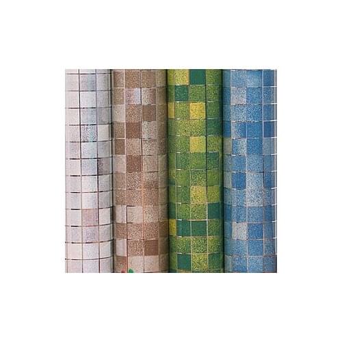 Mosaic wallpaper aluminized film oil bathroom tile self adhesive paper furniture stickers waterproof-wallpaper-for-bathroom