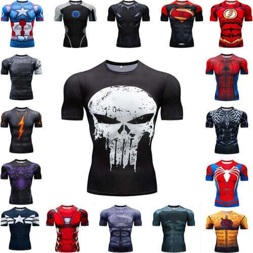 SONECHOKI Compression Running Shirt Men 3D Printing Short Sleeve Sportswear for Male Gym Clothing Fitness Training Workout Top