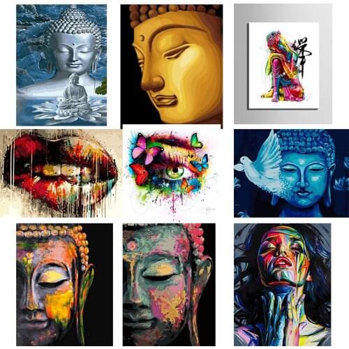Diy Paint By Numbers Religion HandPainted Buddha Portrait Oil Painting Home Decor Acrylic Painting by numbers Wall Art 40x50cm